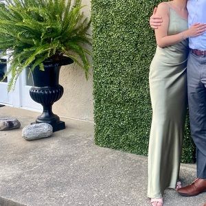 Revelry Jade Satin Dress - SILVER SAGE COLOR